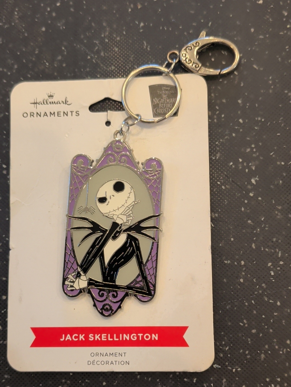 Hallmark Jack Skellington Purple & Silver Keychain Ornament Clip